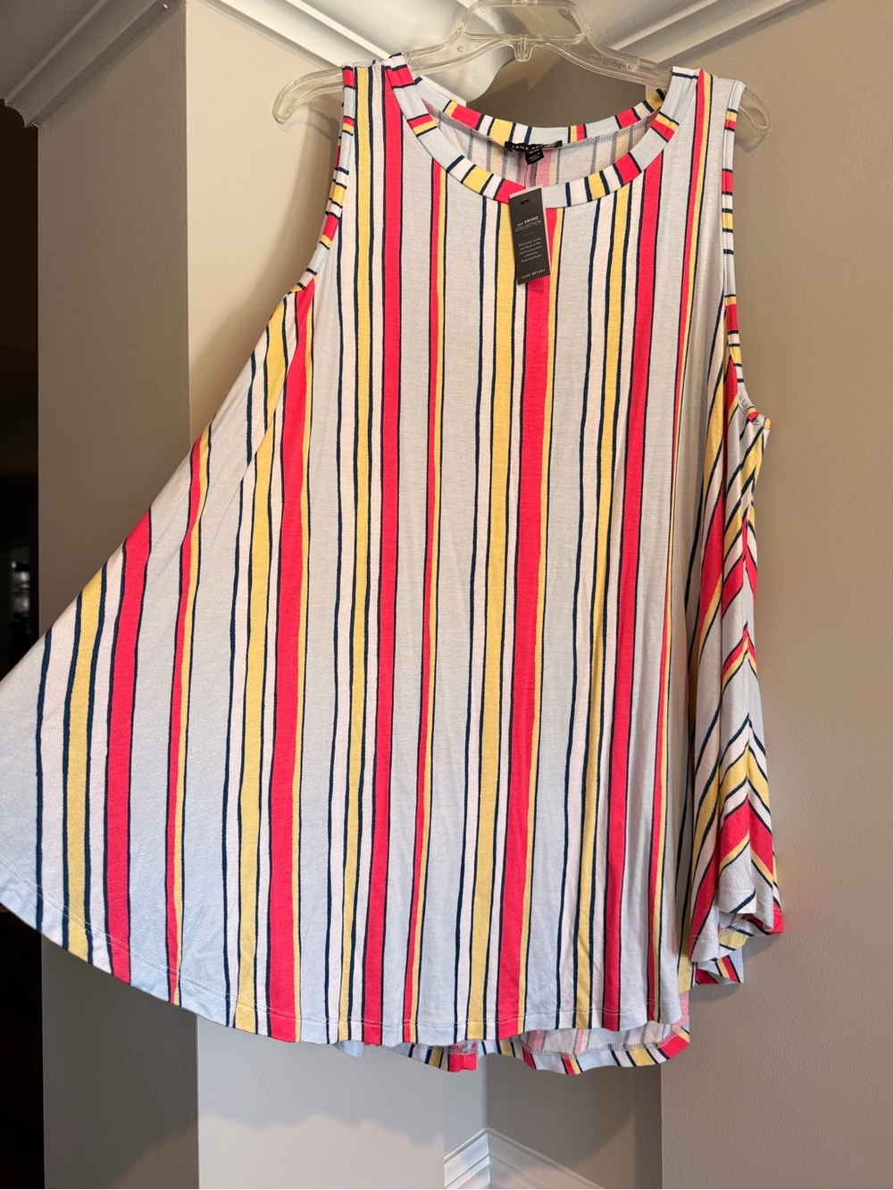 NWT Lane Bryant White Multicolor Vertical Stripe Swing Tank Size 18/20 - Picture 4 of 9
